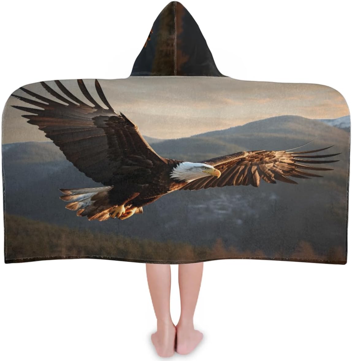 Bald Eagles Large Kids Hooded Towels Toddler Bath Towel Absorbent Baby Shower Towels with Hood Soft Beach Towels for Child Swim Pool Beach