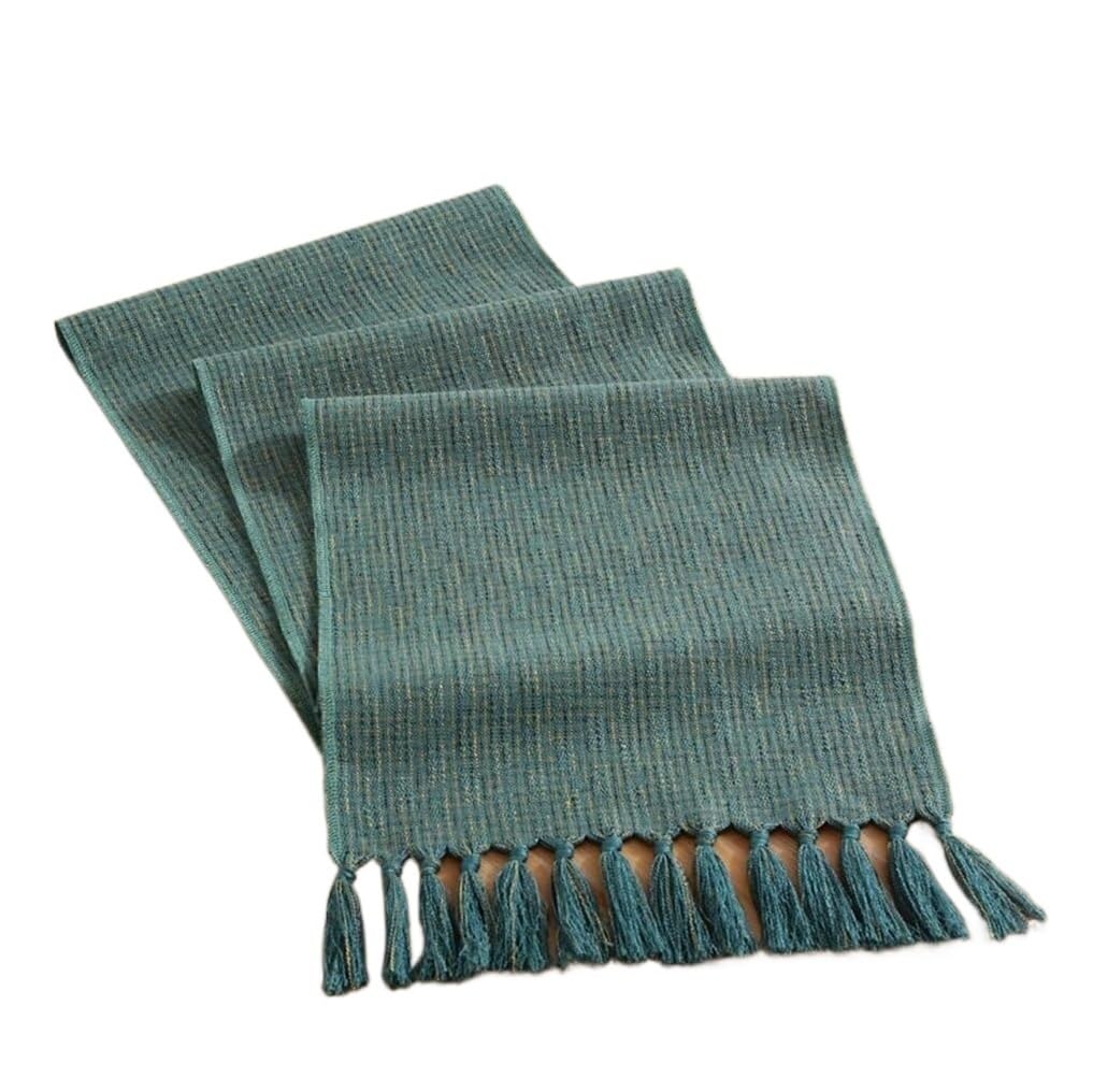 NIUSABOU Kitchen Dining TableDecoration, Table Runner With Tassel Multicolor Multiple Sizes(Cyan,33x183cm(12.9x72in))