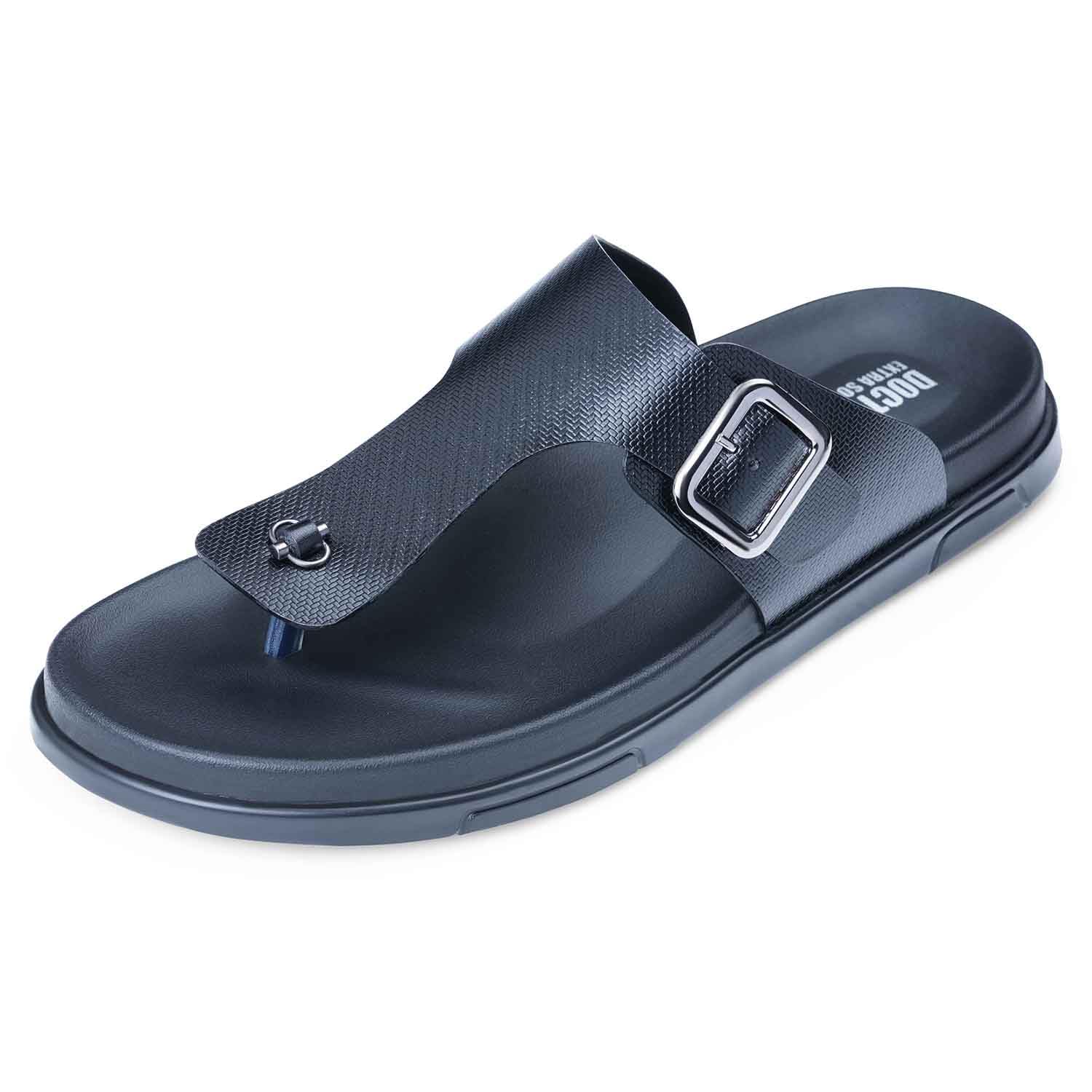 doctor extra soft Men's Classic Casual Original Leather Thong Black/Brown Sandals/Chappals with Memory Foam Cushion| Stylish & Non-Slip|Comfortable & Lightweight |Flip flops Slippers Gents & Boys F-12-picture-17