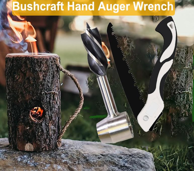 Miniatura 5 de Bushcraft Gear for Survival Settlers Bushscraft - Llave de taladro manual con sierra plegable, clavija de taladro de madera y perforadora manual