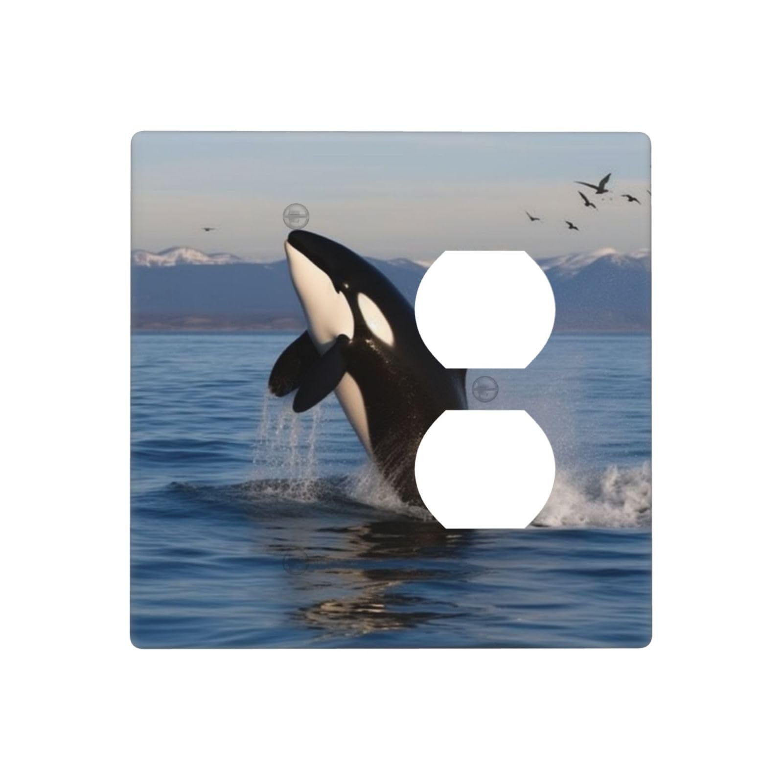 Decorator Wall Plate 2 Gang Light Switch Covers Killer Whale Wallplate Double Toggle Switch Plate Mid-size Electrical Outlet Covers Decorative Wall Switch Plate Cover
