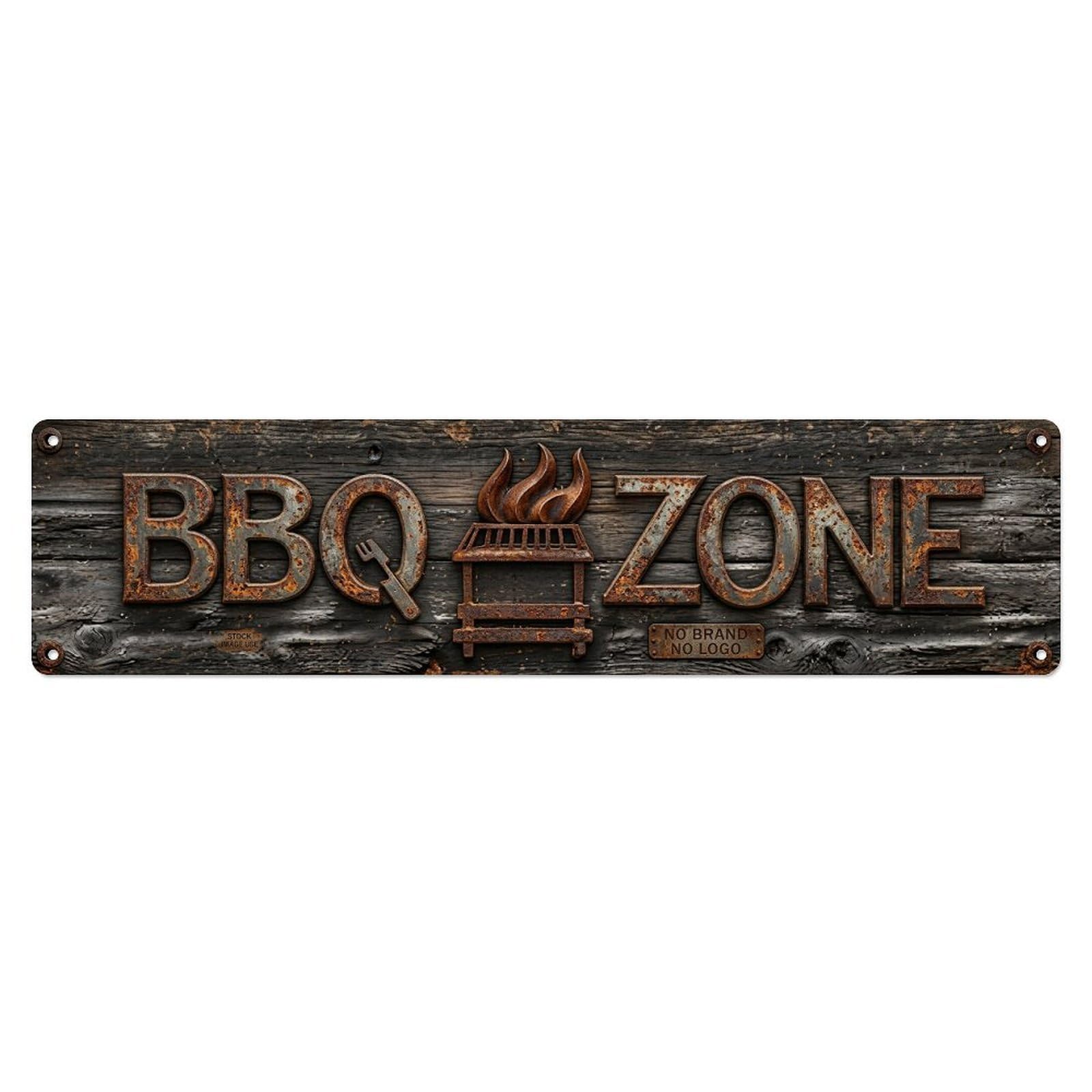 BBQ Zone Rusty Garage Metal Tin Skinny Sign Plaque Wall Decor for Cafe, Club Bar, Office, Home Garden Metal Poster 4x16Inch