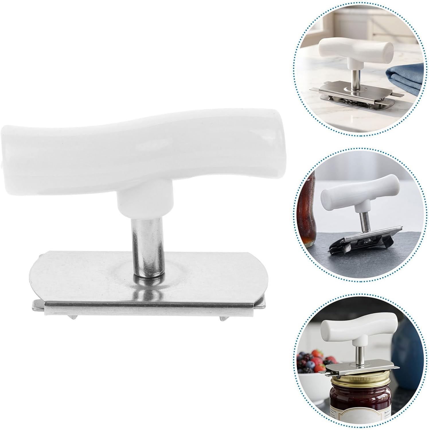 2pcs Adjustable Jar Opener for Seniors with Ergonomic Handle and Stainless Steel Lever, Labor-saving Bottle Cap Remover for Weak Hands, Fits Can Lids and Medicine Bottles,