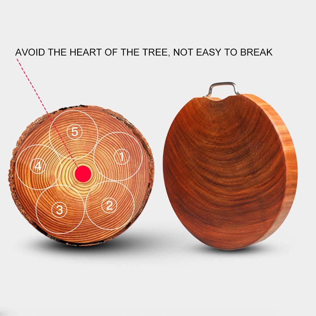 Planche À Découper Ronde en Bois avec Poignée, Fabriquée À La Main, Non Peinte, Idéale pour Couper des Légumes, des Fruits Et De La Viande, Idéale pour La Famille, Diamè,Diameter 36cm