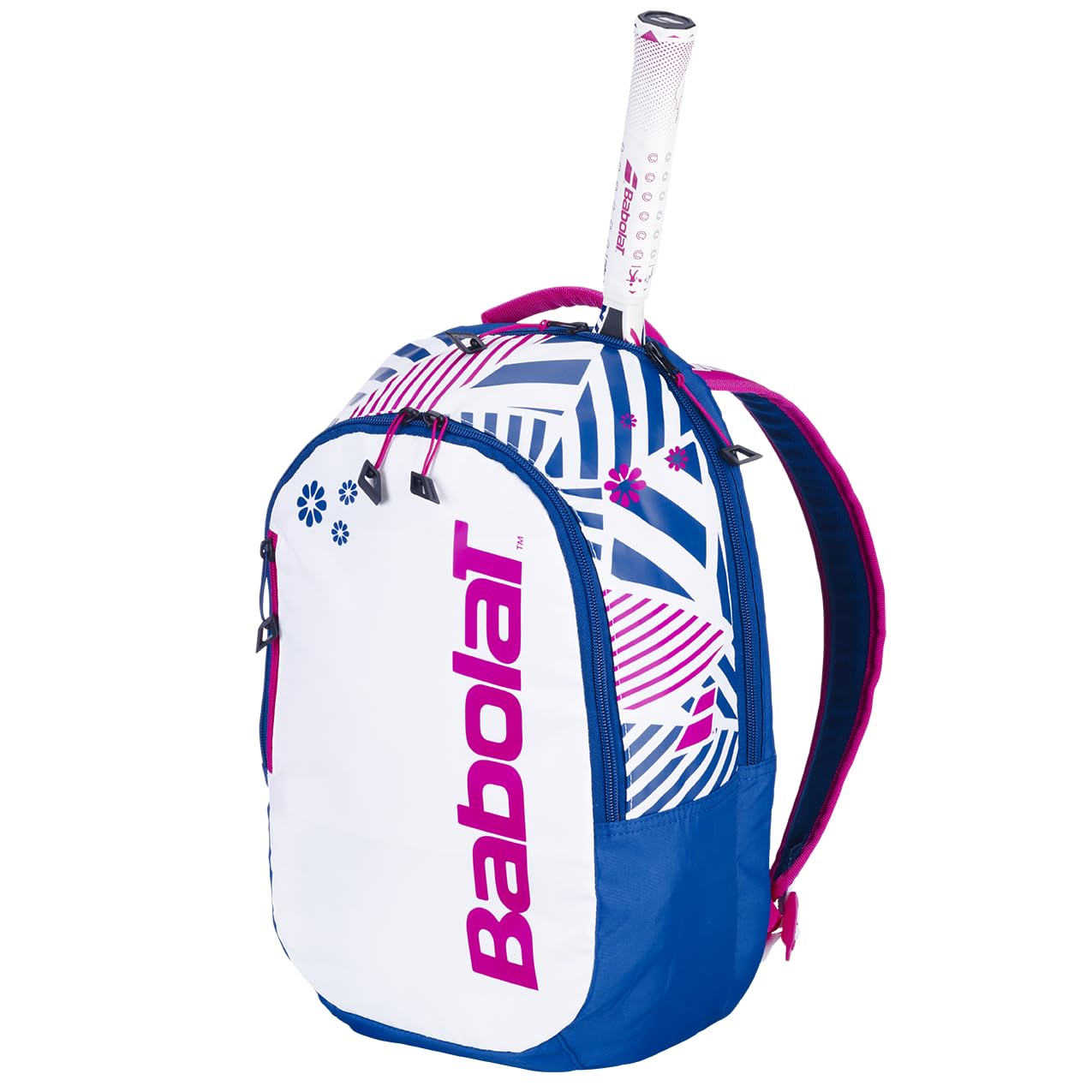 Babolat, Tennis Tasche Modell Kids, Einheitsgröße, Farbe Blau/Weiß/Rosa, Vielseitige Tasche mit Zwei Fächern, Spezielles Fach für Zubehör, Ideal für Kinder