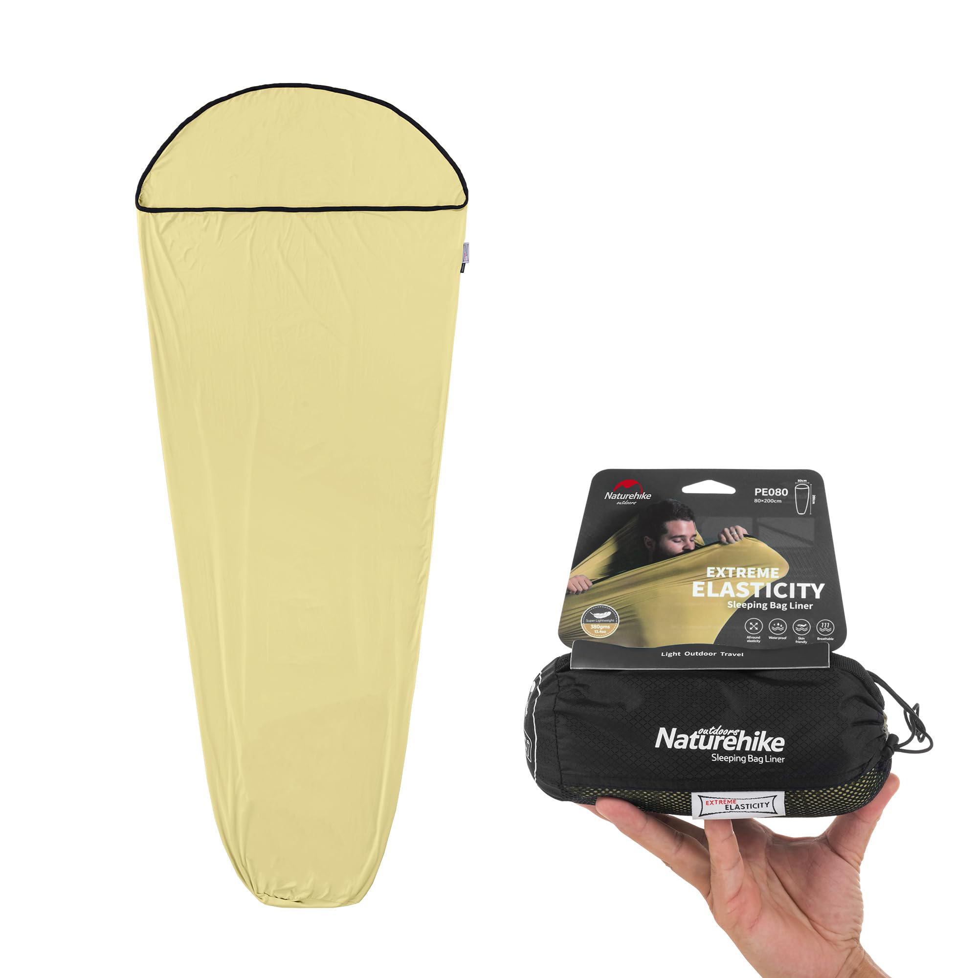 Naturehike Ultralight Sleeping Bag Liner, 390g, High Elasticity, Travel Sleeping Bag for Backpacking, Hostels, Camping