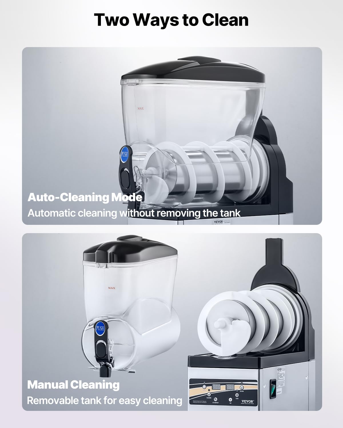 VEVOR kommerzieller Frozen Drink Maker, 15 L Slush-Maschine 60 Tassen Margarita-Smoothie-Maschine aus Edelstahl, Slush-Maker für Zuhause Partys Restaurants Cafés Bars