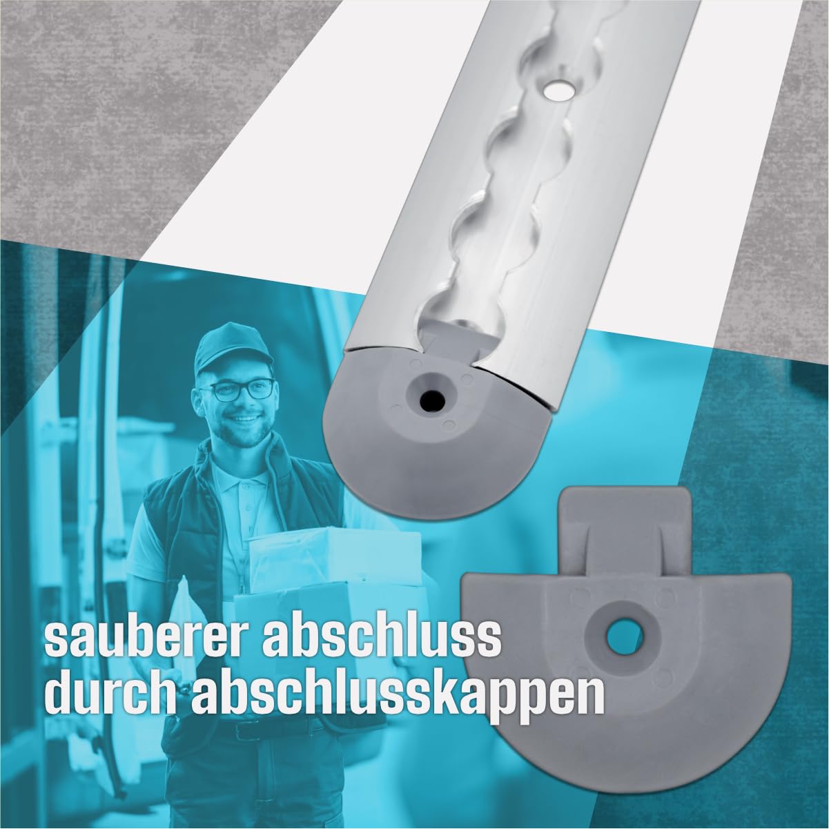 4X 2,0 Meter (1975mm) Aluminium Airlineschiene halbrund Profil geeignet für Anhänger, PKW, LKW, Camper, Wohnmobil, Werkstatt UVM.