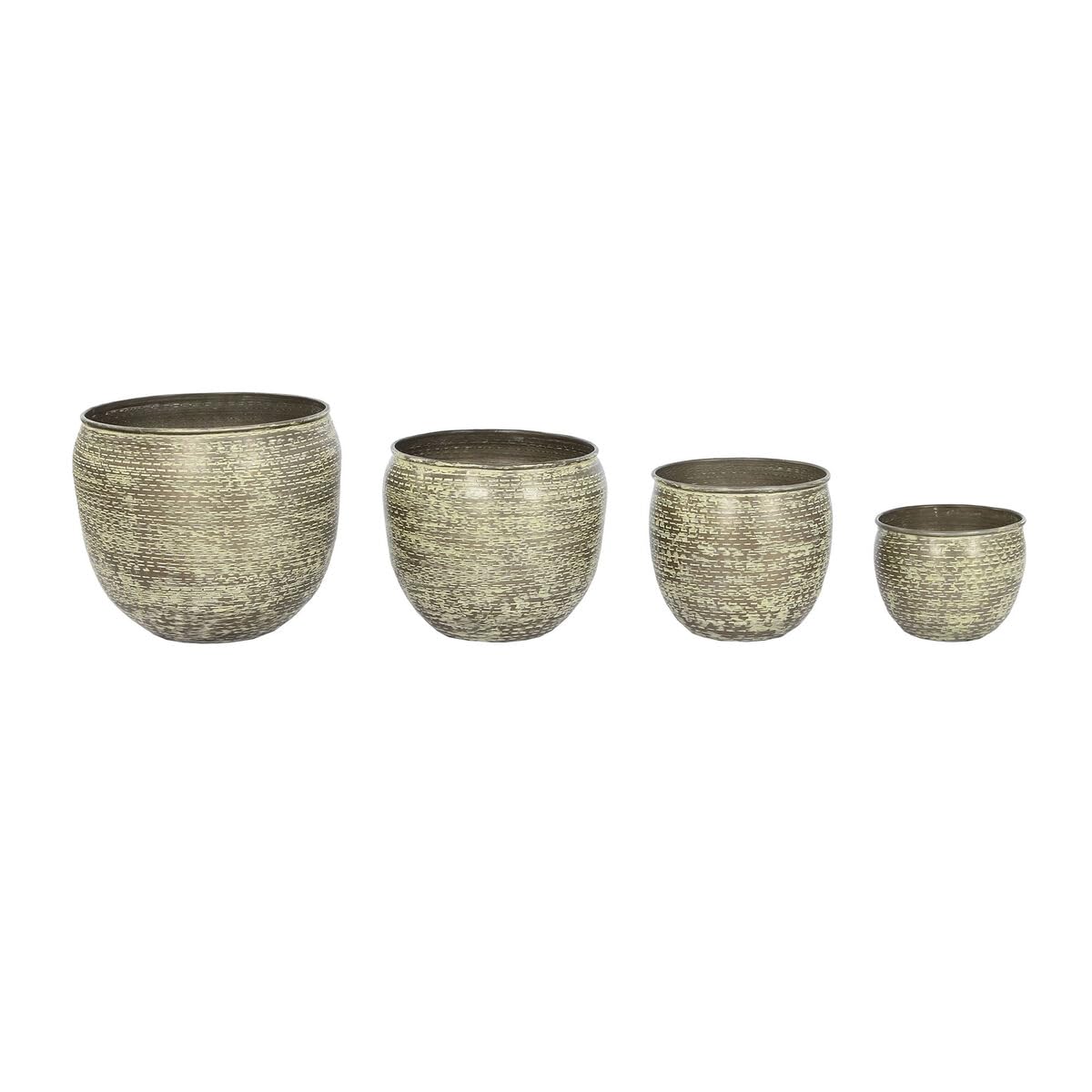Home ESPRIT Set of Planters Green Aluminium 39 x 39 x 33 cm