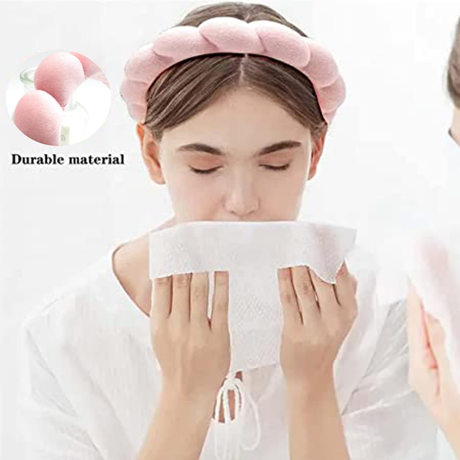 WLLHYF Set di fascia per capelli per spa per lavare il viso, spugna per trucco e cura della pelle, morbido asciugamano per capelli, accessorio per capelli imbottito antiscivolo, accessorio per capelli
