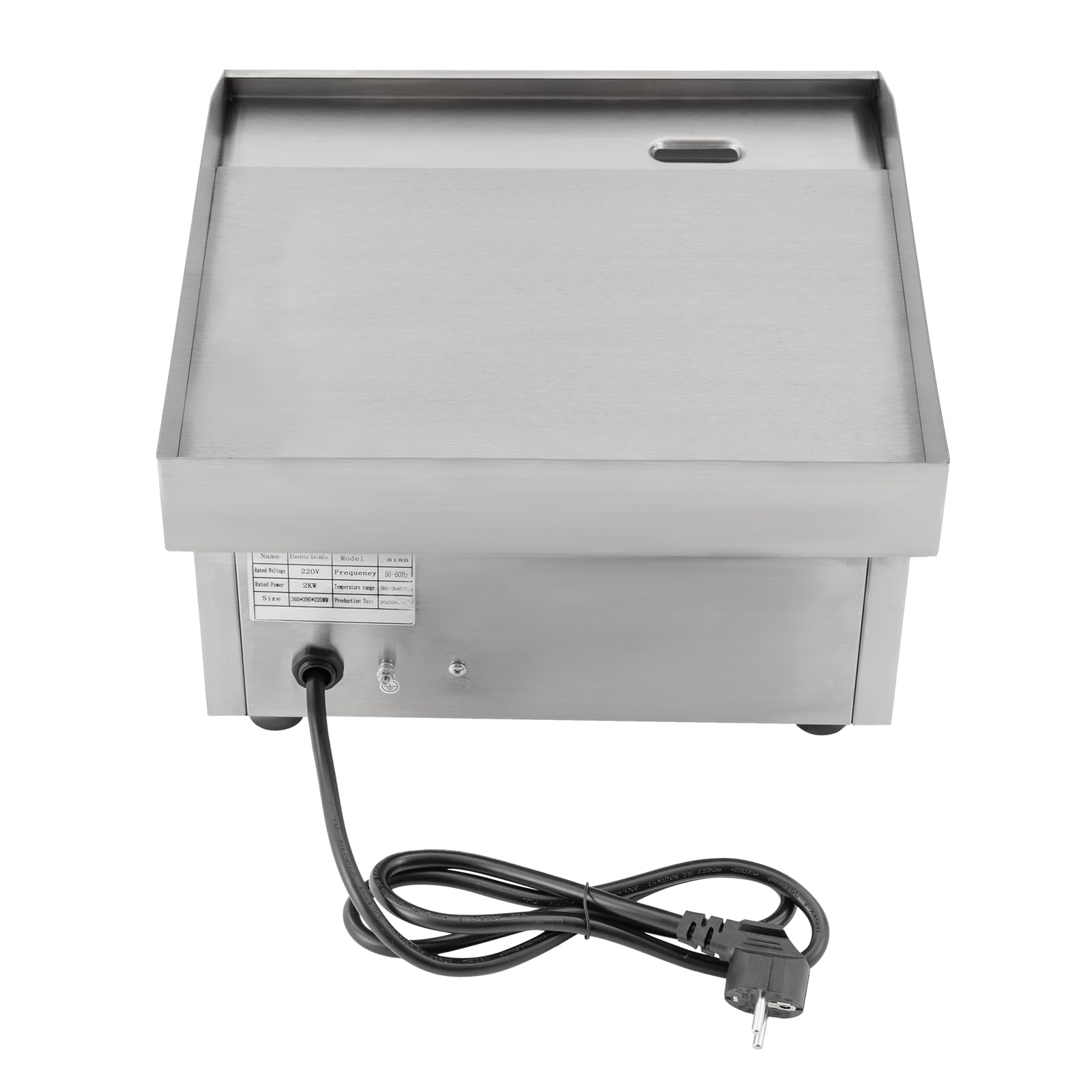 Elektrische Grillplatte 2000W Edelstahl 35.5x38x21cm 8mm Eisenplatte 50-300℃