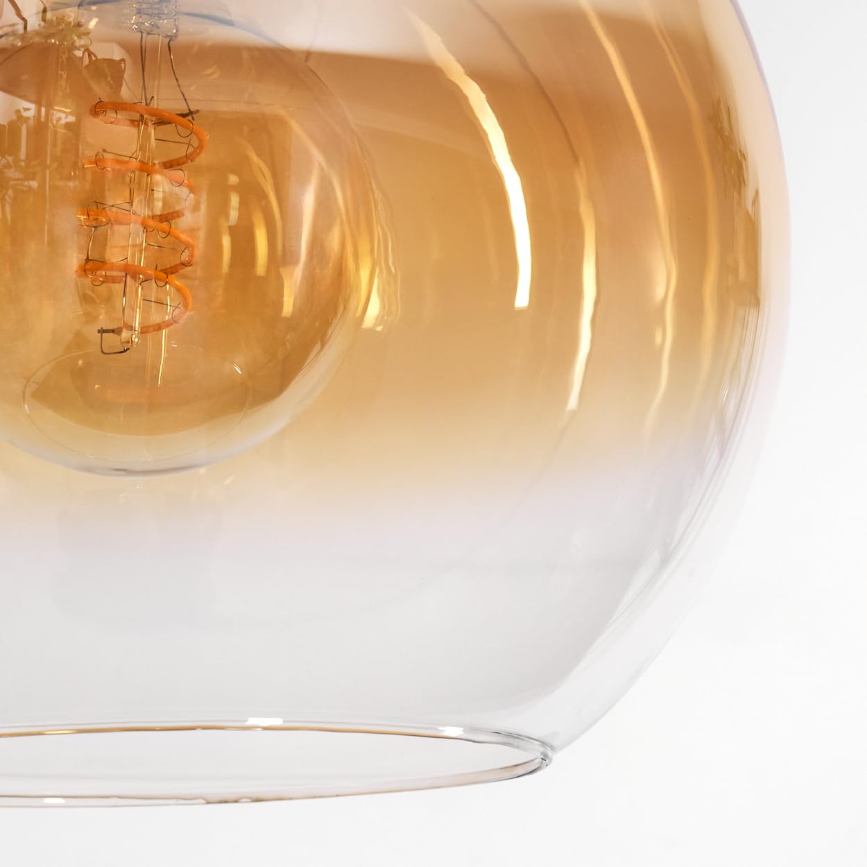 HOFSTEIN Stehleuchte Koyoto, Stehlampe aus Metall/Glas in Schwarz/Bernstein/Klar mit Marmorfuß, verstellbare Leuchte im Retro-Design (Schirm Ø 25 cm), Fußschalter, E27, Wohnzimmer, Schlafzimmer, Flur