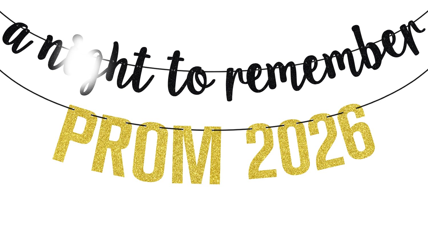 Gold Glitter A Night to Remember Prom 2026 Banner, Class of 2026/Prom Night 2026, 2026 Graduation Party Decorations Supplies