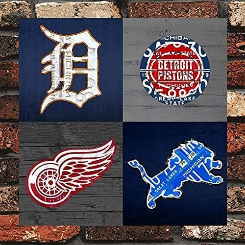 Linqian Detroit Sports Fan Recycled Vintage Michigan Vintage Retro Metal