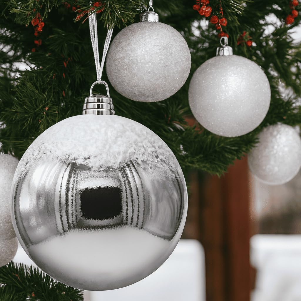 XXL Weihnachtskugeln 1 Stück - Christbaumkugeln - bruchsicher und stoßfester - Christbaumschmuck Ø 30cm Baumschmuck Weihnachten Deko - Silber glänzend