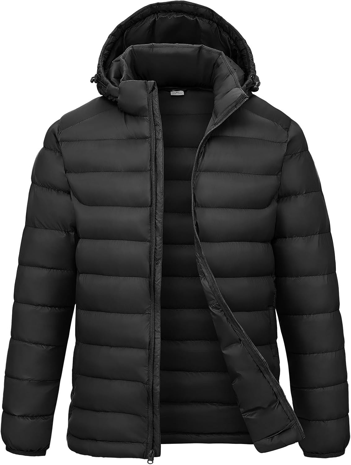 Rdruko Men's Puffer Jacket with Detachable Hood Lightweight Water Resistant Insulated Winter Puffy Coat
