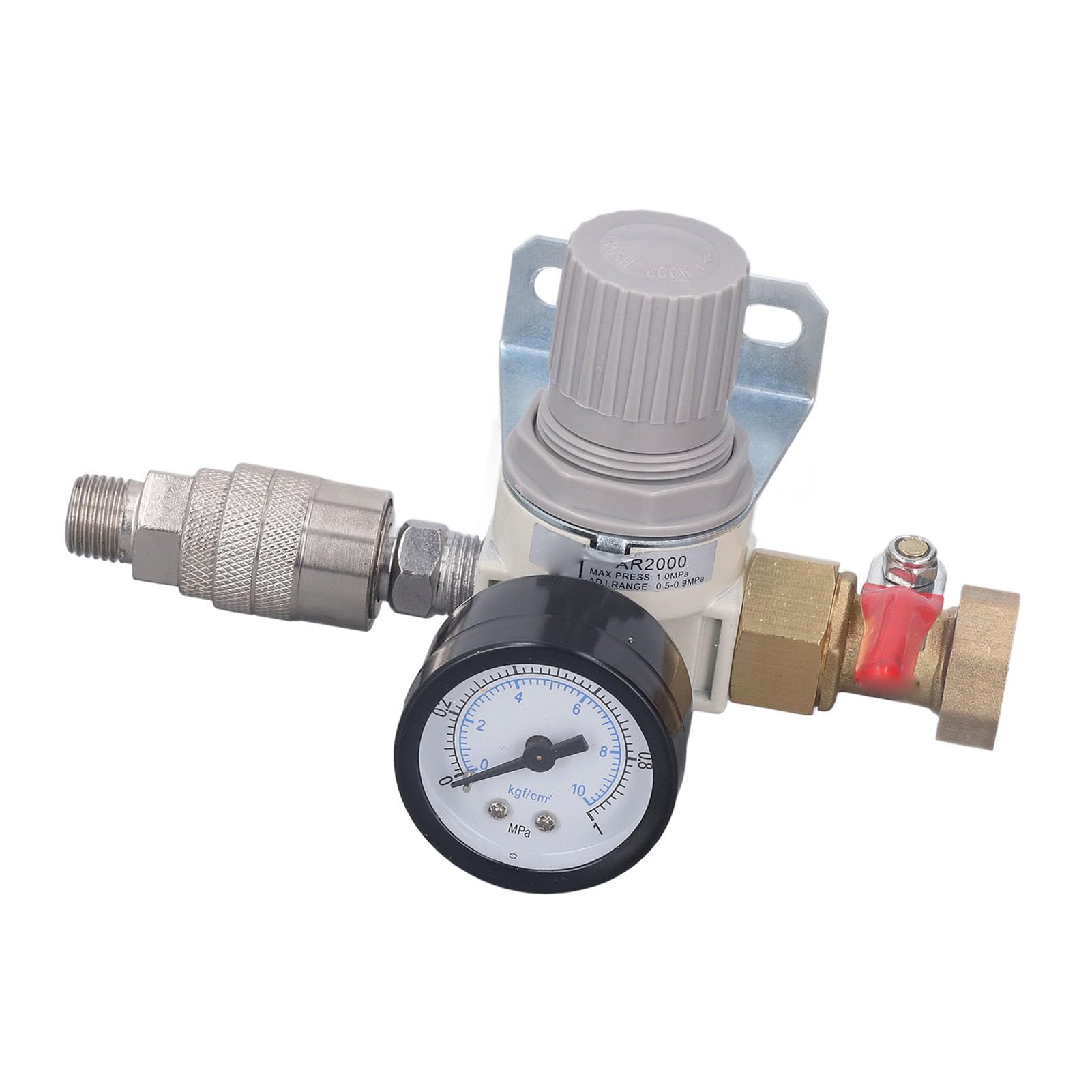 Regolatore di pressione per compressori d’aria AR2000, regolatore per compressori d’aria da 1/2 pollice NPT con manometro da 0 a 1 MPa, controllo preciso della pressione per uso