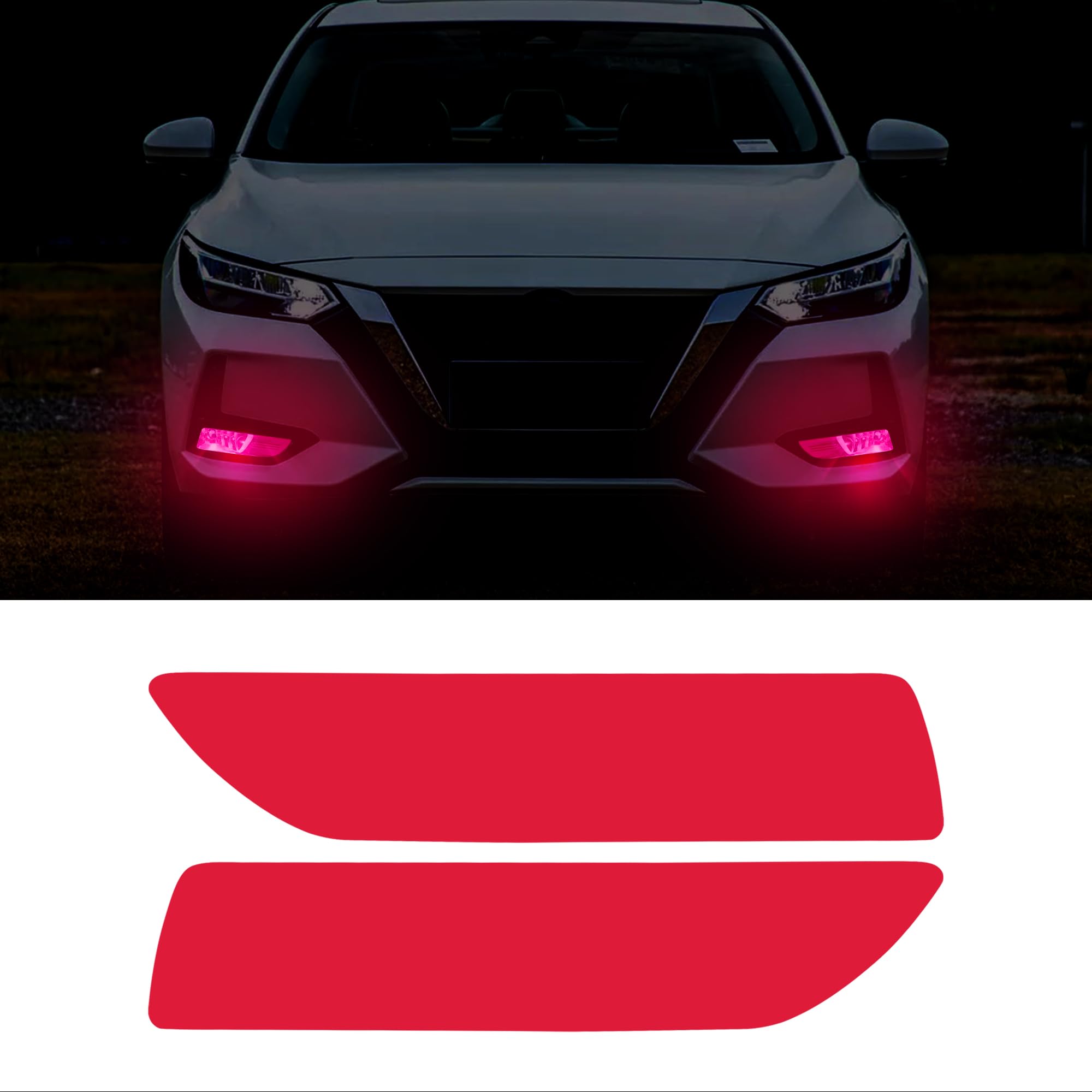 TOMALLFog Light Vinyl Smoke Tint Films Compatible with Nissan Sentra XL 2020 2021 2022 Fog Lamp Light Transmission Stickers Self Adhesive Exterior Decoration Trim for Car (Red)