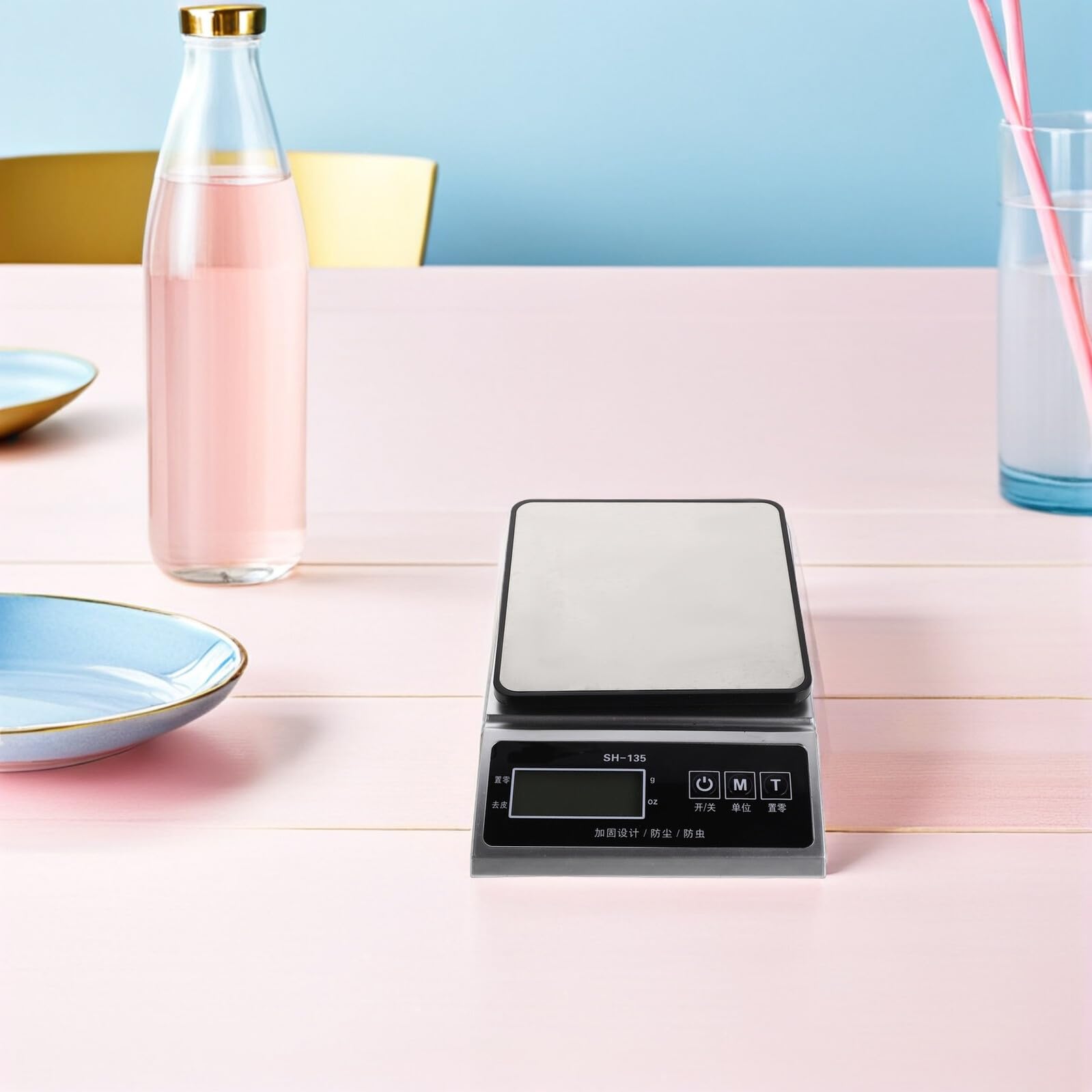 SHINEOFI Báscula de Cocina Digital de Alta Precisión 3 Kg Superficie de Acero Inoxidable Mini Báscula Electrónica Portátil para Hornear y Pesar Alimentos sin Batería Modelo 400A