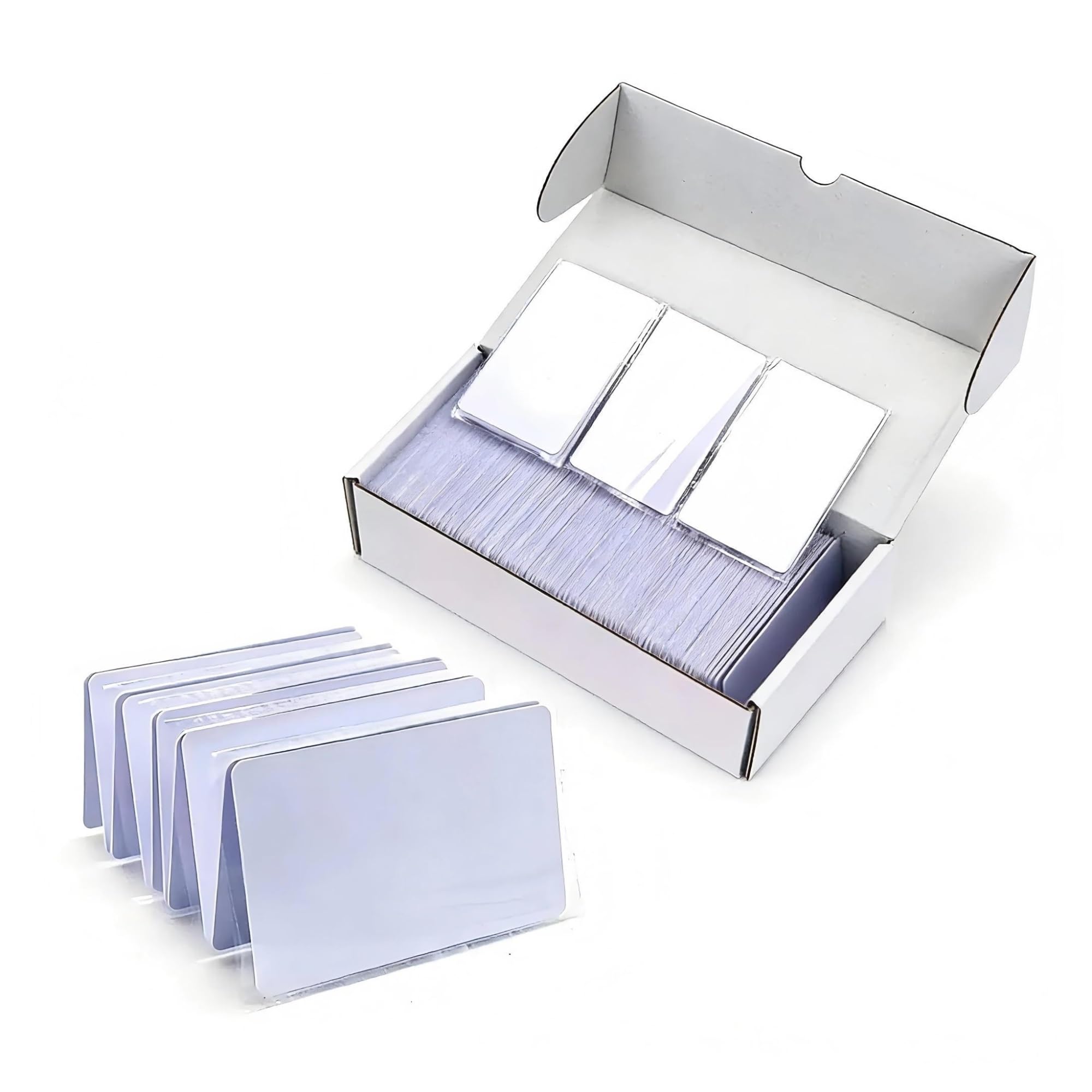 100 biglietti in PVC bianco lucido su entrambi i lati
