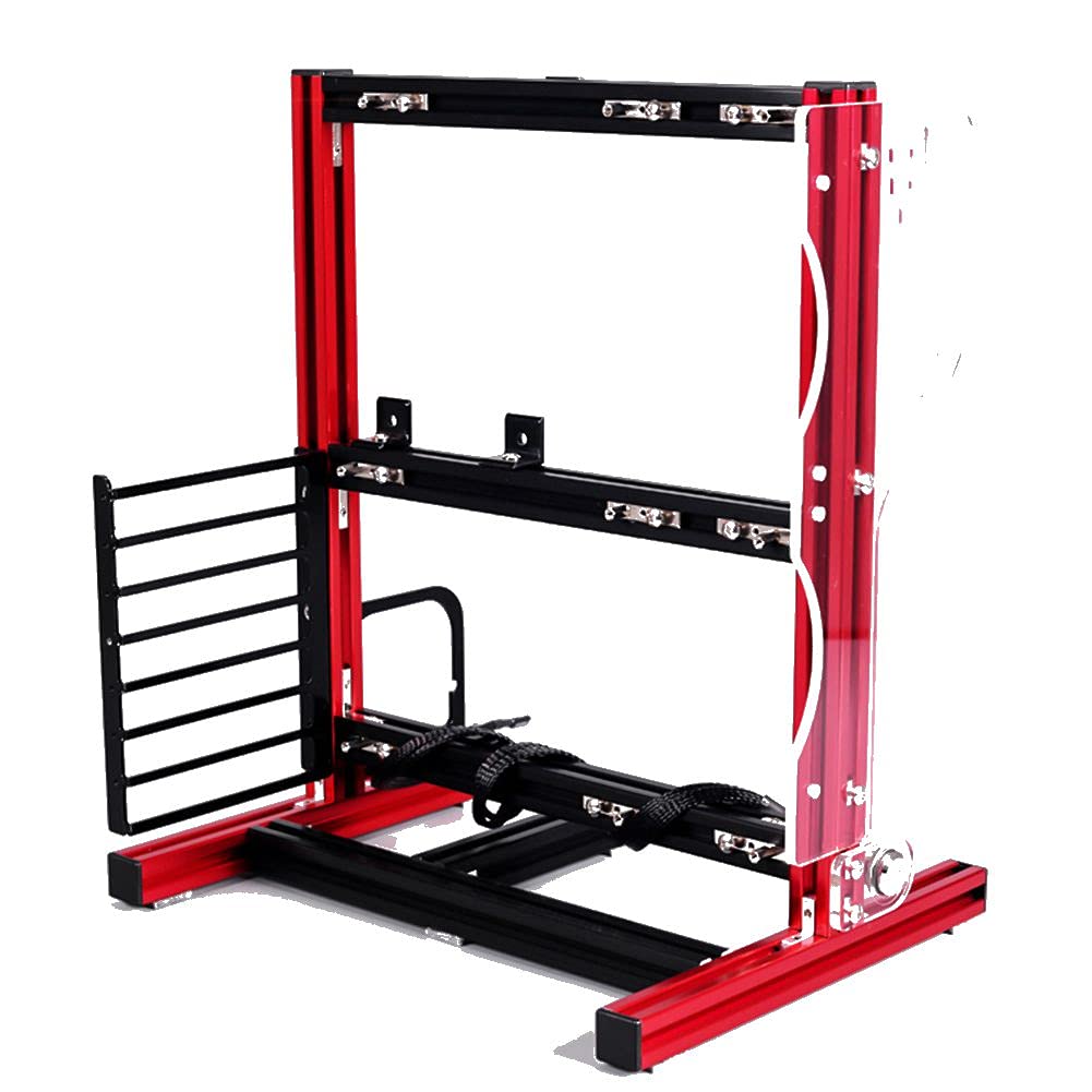 Zestaw do samodzielnego montażu obudowy płyty głównej M-ATX ATX ITX, metalowa rama Rozpraszanie ciepła Otwarta obudowa, 7 portów PCI, 2,5 "/ 3,5", poszerzona szafa na dyski twarde (czerwona)