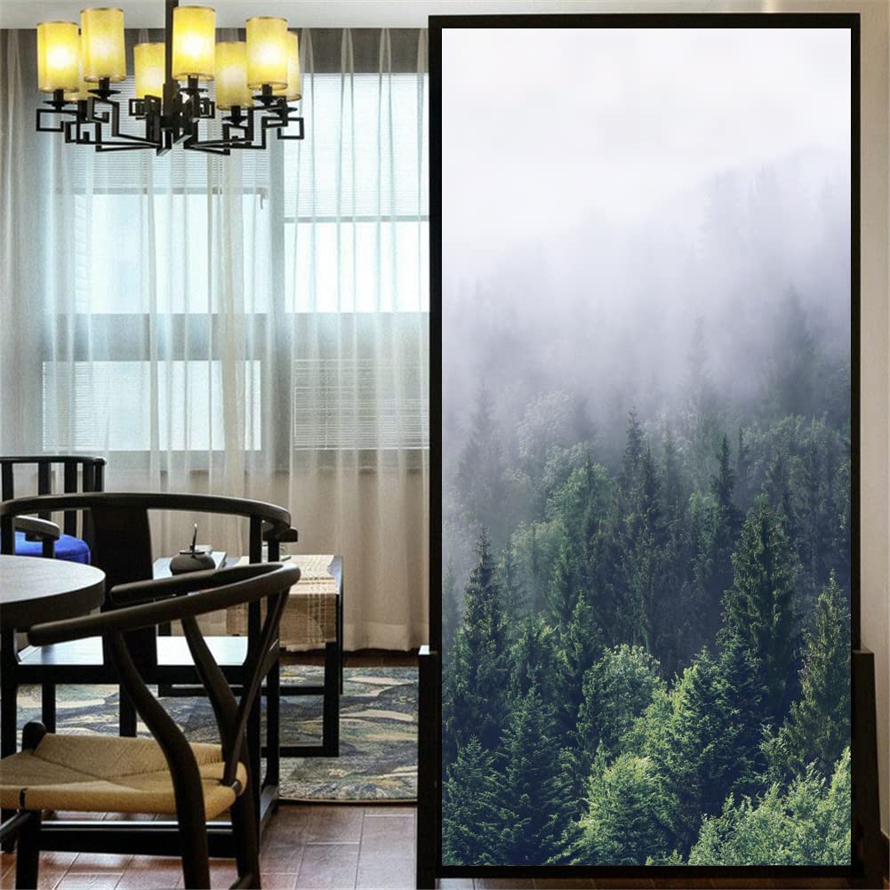LXDWEI Decorative Privacy Forest Static Cling Window Sticker - Frosted Window Tint (42x120cm - 16.5inx47.2in, No Glue) — image 1