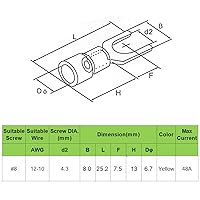 Vista 2 de MILAPEAK - 100 conectores de cable de horquilla aislados, kit de terminales de crimpado eléctrico tipo U para cable de 12-10 AWG (amarillo)