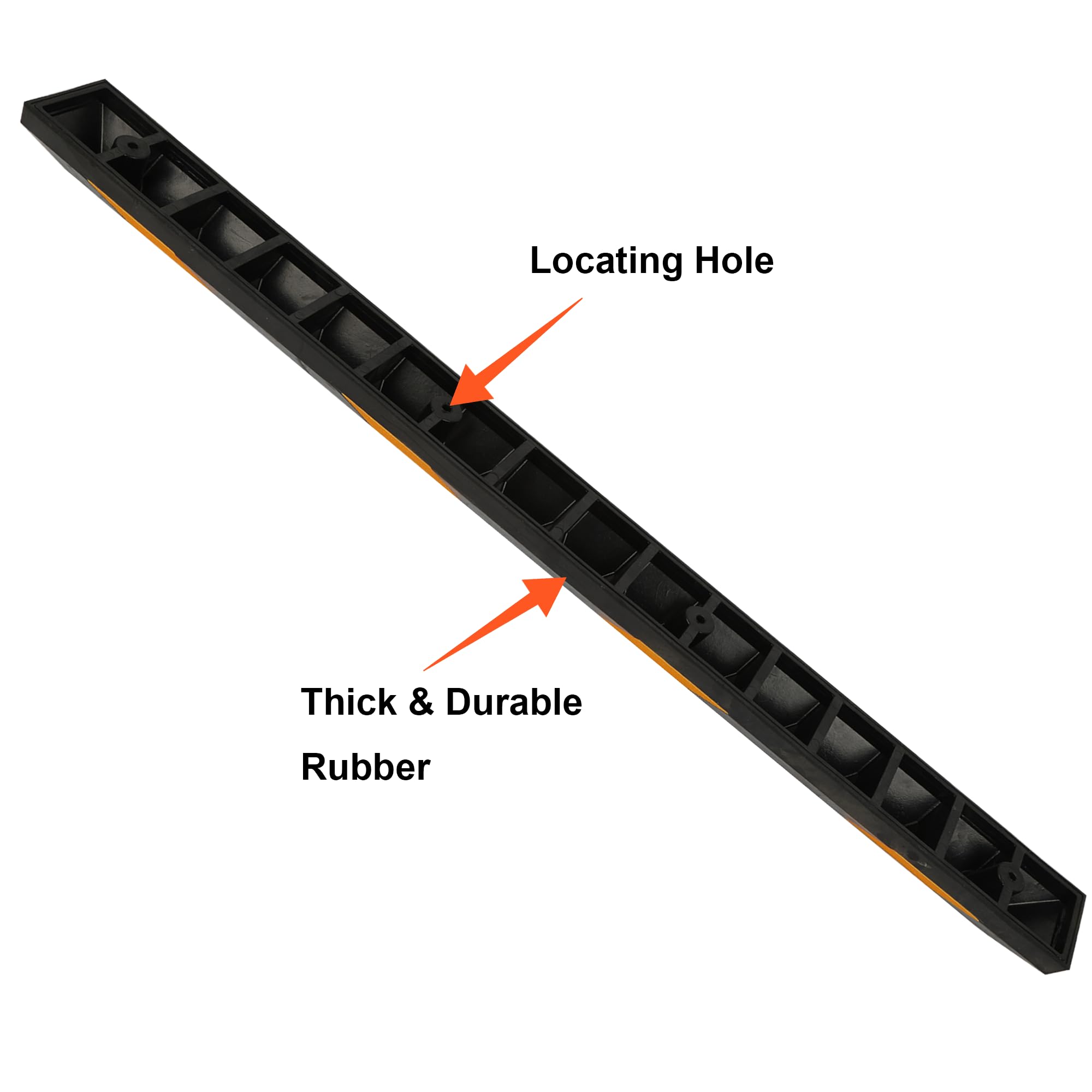 OrangeStar 72" Rubber Parking Curb, Heavy Duty Garage Floor Wheel Stopper w/Yellow Reflective Stripe for Car, Truck, Trailer, 2 Pack