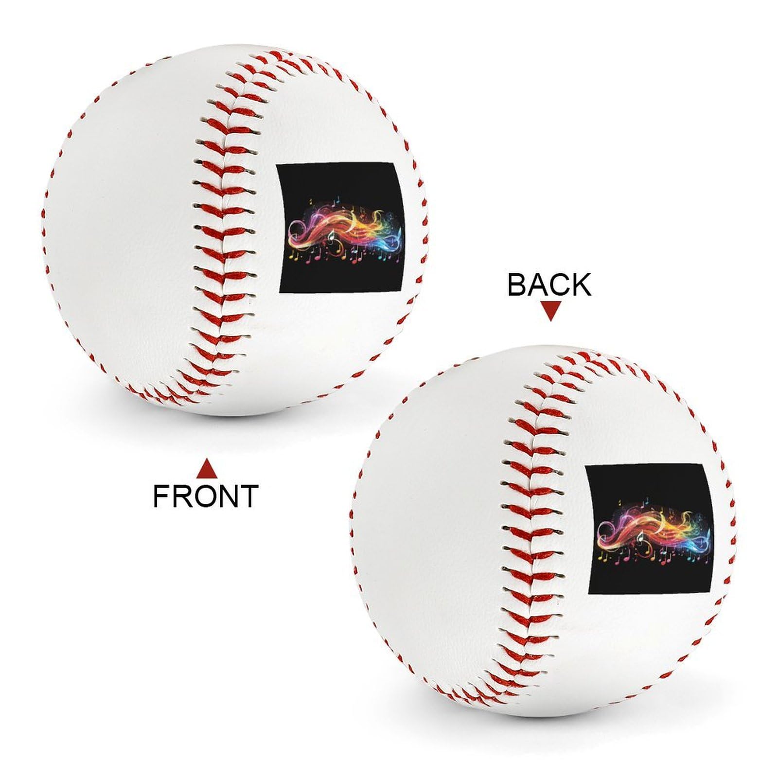 BVNMT Leather Rainbow Musical Note Melody Printed Baseball Suitable for Children and Teenagers of All Ages Graduation Birthday 2.8 * 2.8 in