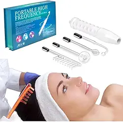 Aparelho de Alta Frequência Portátil Profissional - Tratamento Facial e Capilar com 4 Eletrodos para Acne, Oleosidade e Limpeza de Pele