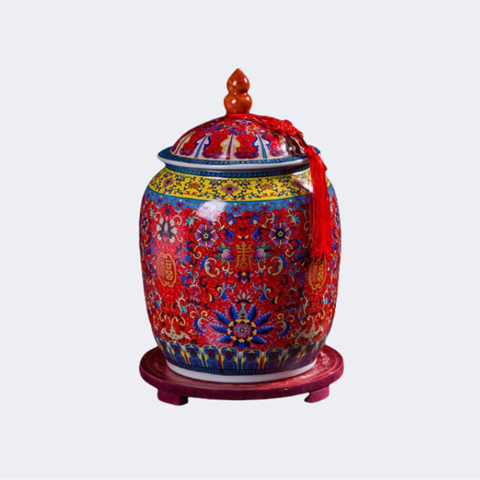 IXTREGZJKM Ceramic Storage Container with Lid, Rice Jar, Cereal Dispenser, Flour Bucket, Rice Container, Large Cereal Storage Container, Ceramic Rice Jar, Oatmeal Container, Large Sugar Jar C 15kg
