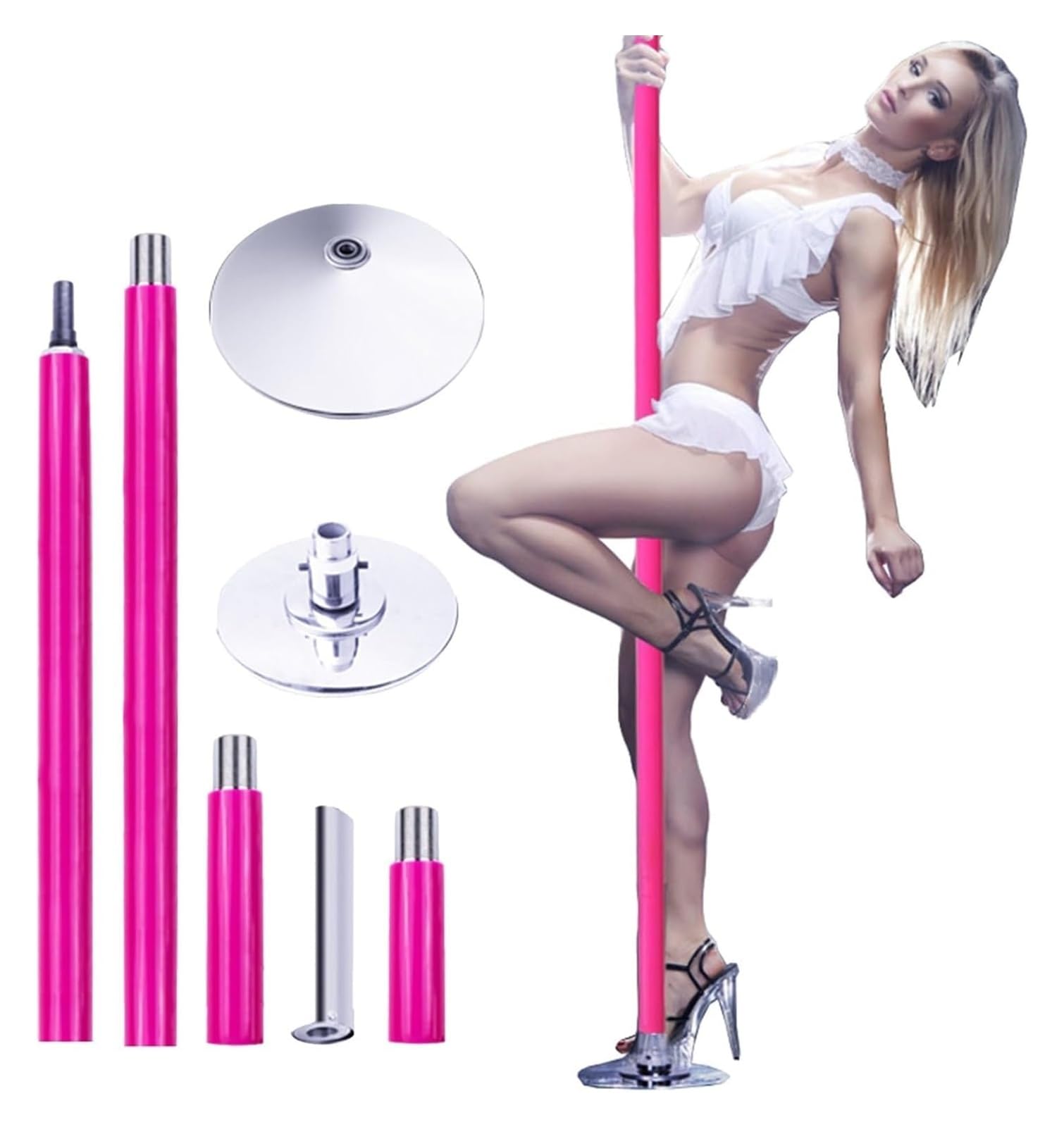 JYBNBBE Pole Dancing Pole for Home Dancing Pole Removable Stripper Pole Max Load 440 Lbs, Static Dancing Pole for Home Party Pub Exercise,Pink-7.5FT