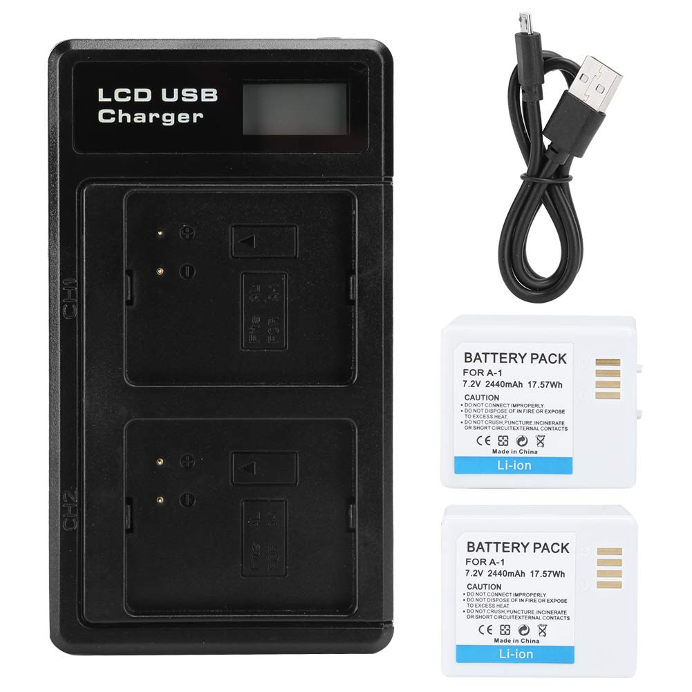 Cargador de Batería con Ranuras Duales y Pantalla LCD para Pro y Pro 2, 2 Baterías de Litio de 2440 MAh, Construcción ABS de