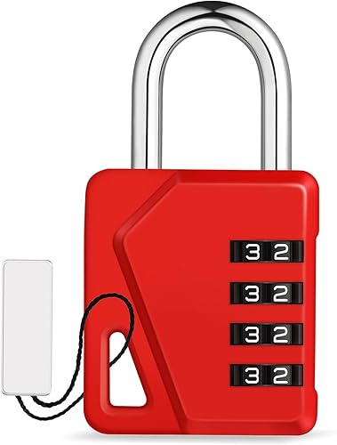 Miniatura 1 de ZHEGE Cerradura de casillero pequeña, cerradura combinada de 4 dígitos con etiqueta de nombre de bricolaje, candado de número blanco para escuela,