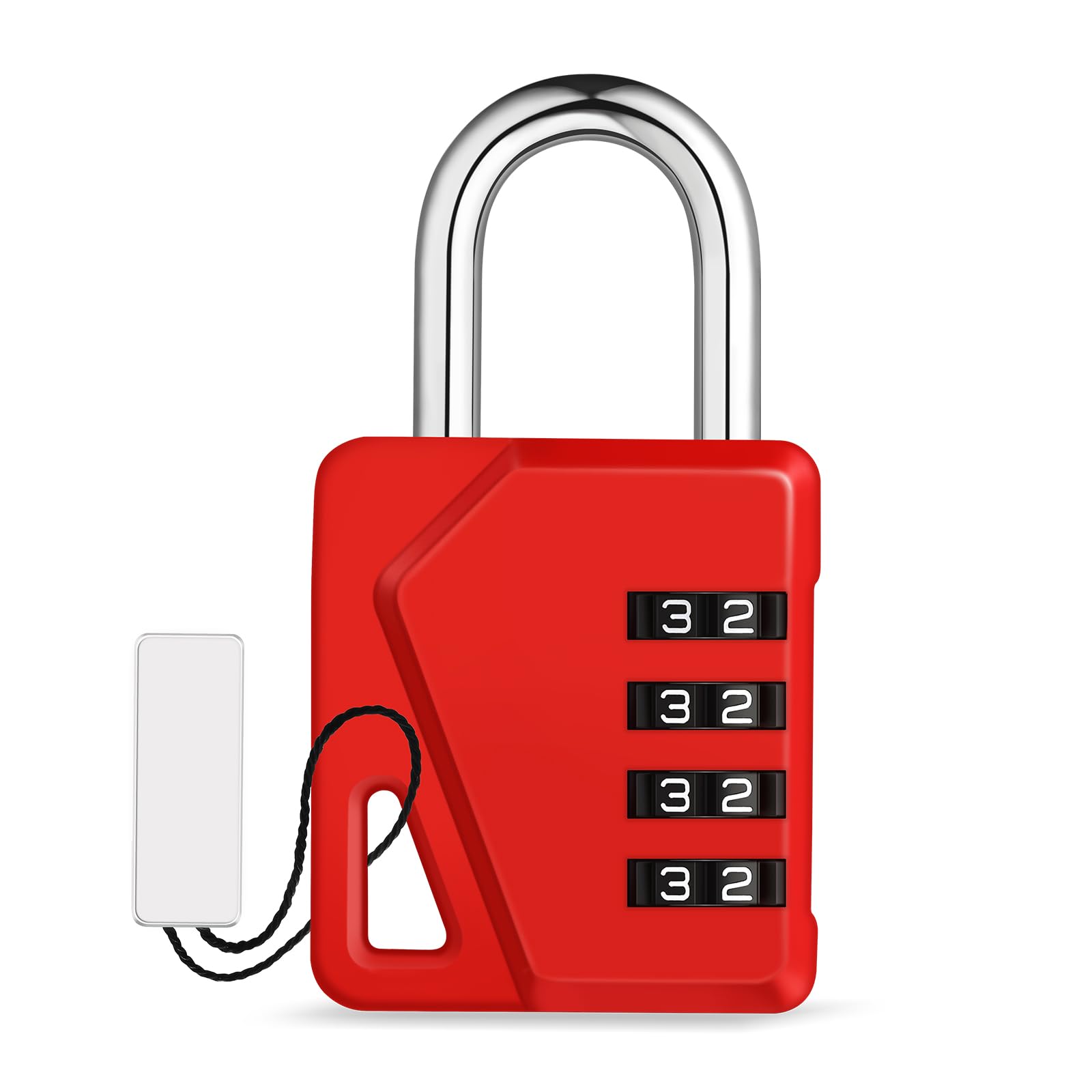 ZHEGE Small Locker Lock Gym, 4 Digit Combo Lock with DIY Name Tag, White Number Padlock for School, Toolbox, Cabinet, Fence, Shed, Easy to Read (Red,