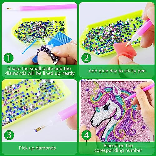 Image of PATPAT DIY 5D Diamond Art Kit for Kids - Unicorn Diamond Painting with Frame & Tool - Desk Decoration for Kids 5-12 Years Old