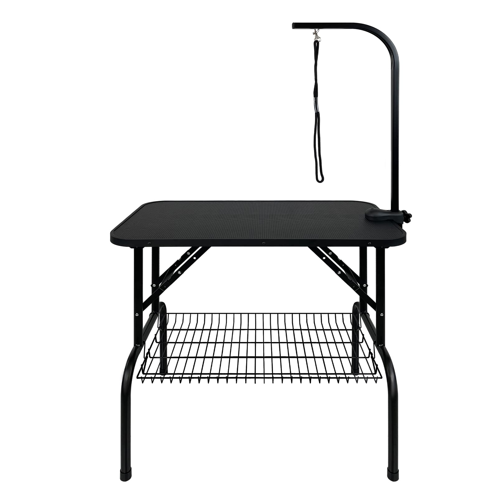 Table toilettage réglable Hauteur Chiens, Sangle pivotante 360°, Boucles, Panier inférieur, Table Soins Animaux Pliable, Chiens/Chats (Type-S)