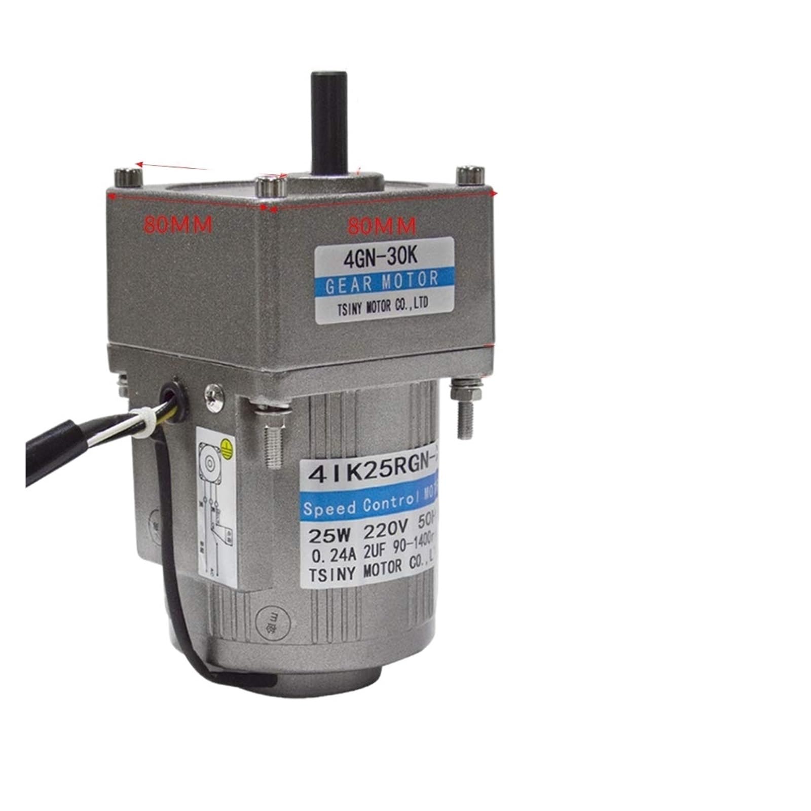 Schrittmotor, 25 W 50/60 Hz einstellbarer variabler Untersetzungsmotor, Wellendurchmesser 10 mm und AC-schwindigkeitsregler-Sets(220V 10K (0-125RPM))