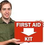 SmartSign "Kit de premiers secours" Flèche vers le bas, panneau en plastique, 10" X 14"