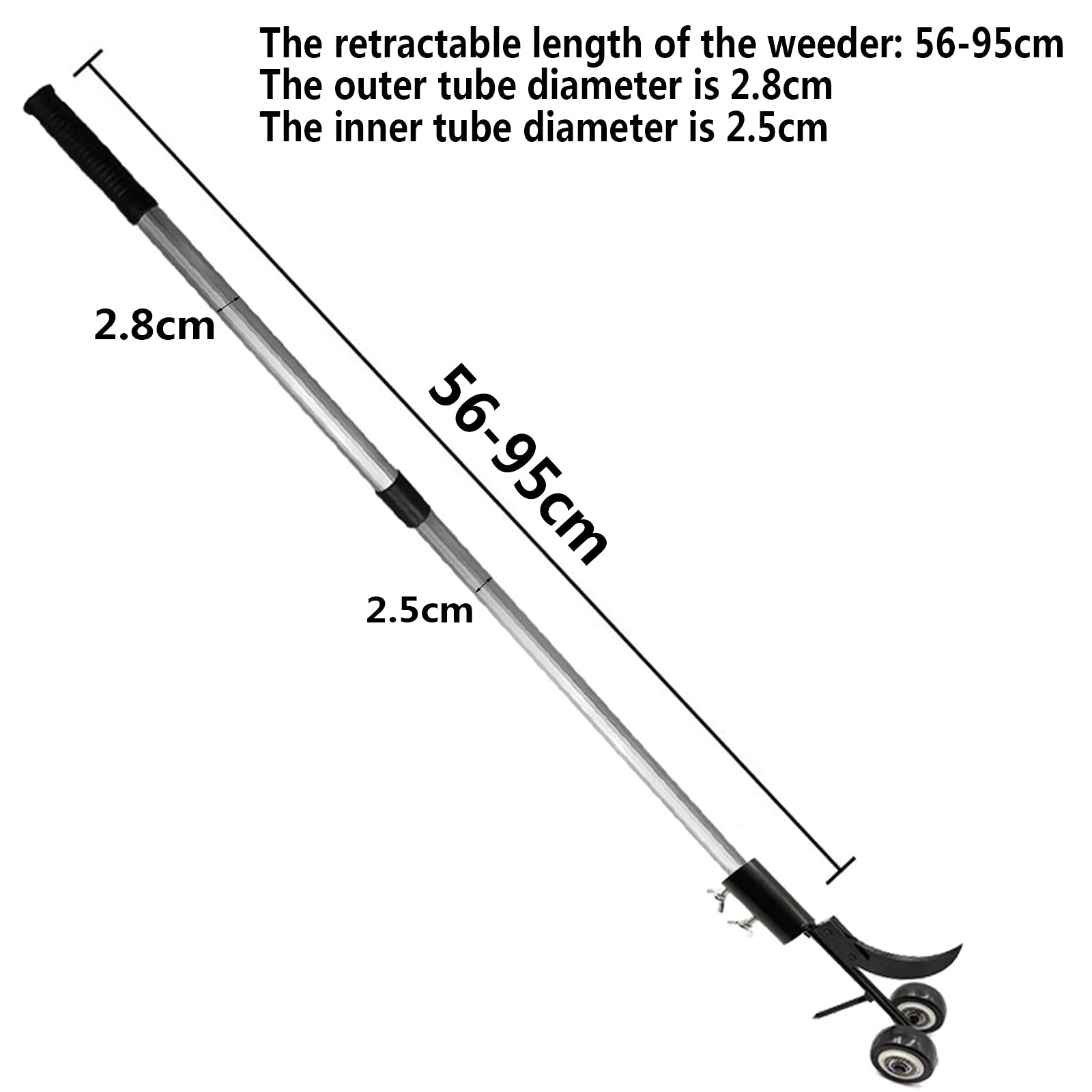 2 in 1 Desherbeur Telescopique,Outil De Désherbage De Terrasse,Désherbeurs Manuels avec Roues,Longueur Évolutive 56-95CM,pour Jardin, Patio, Allées Et Trottoirs