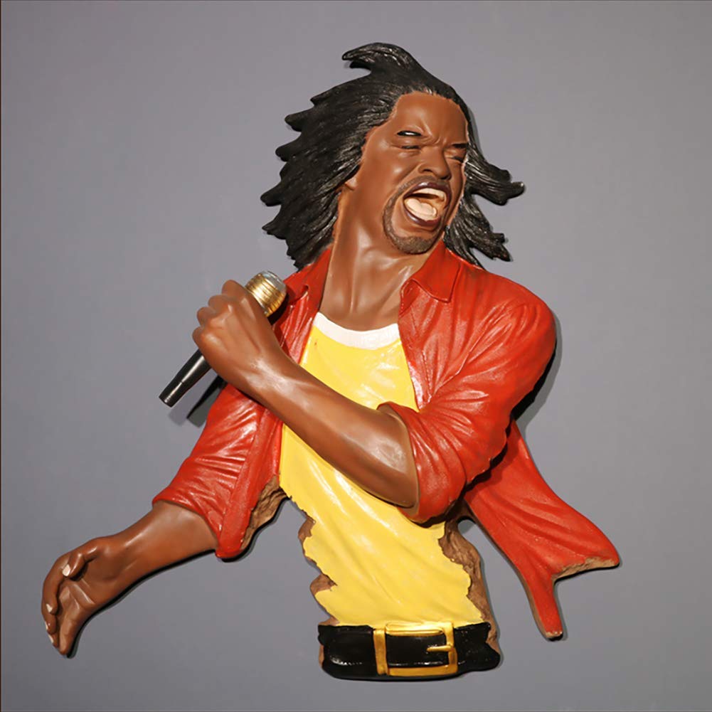 Decorazione da Parete Creativa con Musicista Jazz per Bar, Scultura da Parete Rustica con Musica Jazz, Statua Ornamentale per Ufficio e Ristorante, 51x46 cm (20x18)