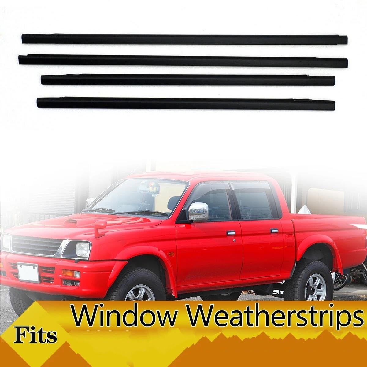 Sellos de puertas y ventanas automóviles 4 Piezas De Burletes De Goma Ventanas Exteriores Sellado A Presión Moldura De Cinturón Para Mitsubishi L200 Para Strada De 4 Puertas 1996-2002