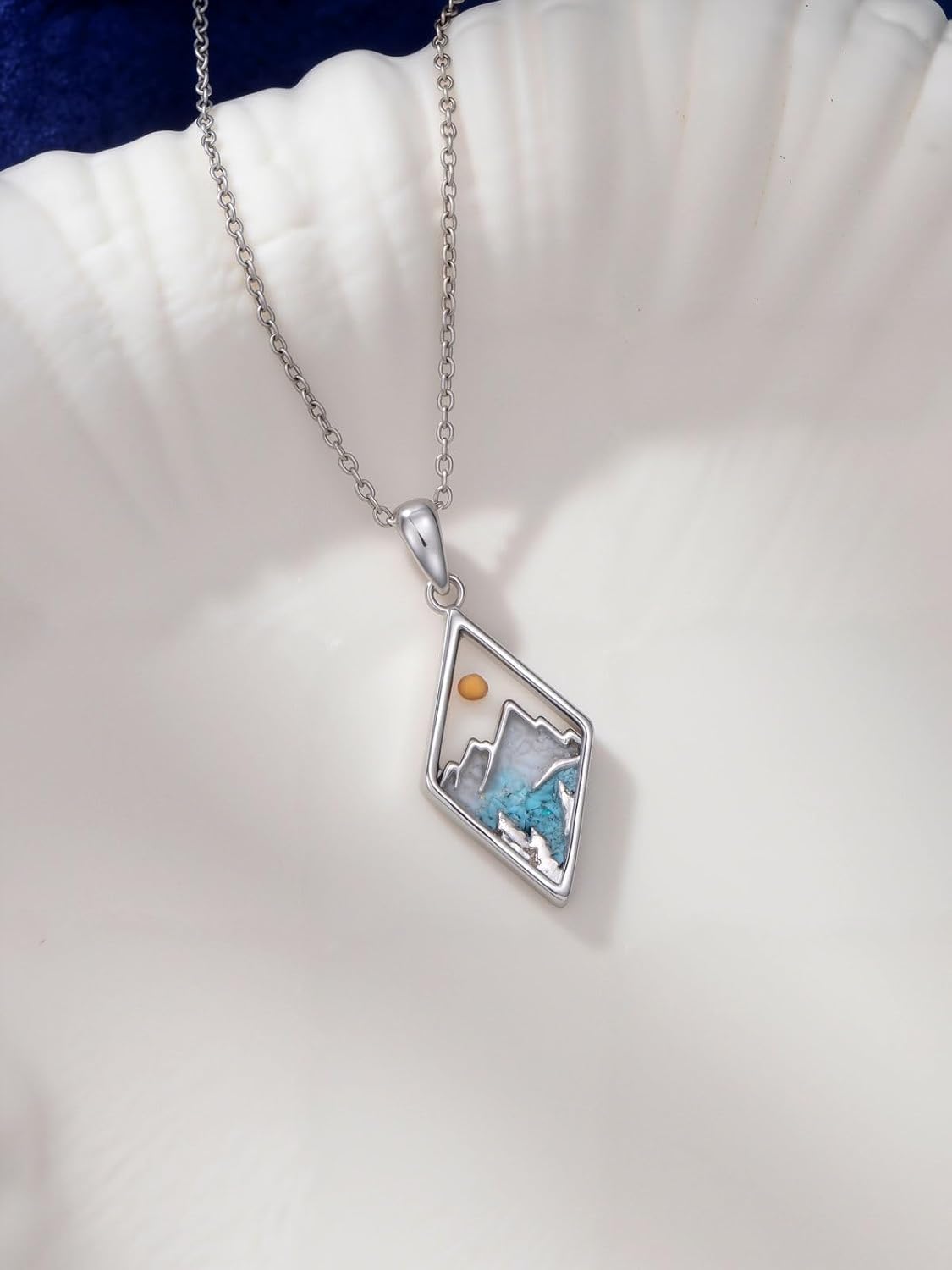 Dorunmo Mustard Seed Necklace 925 Sterling Silver Mountain Turquoise Pendant Necklace Religious Faith Jewelry Gifts for Christian - Image 3