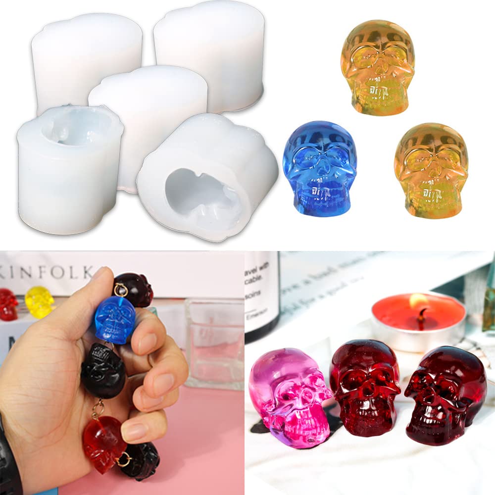 Playing Mold 5Pcs Mini Skull Epoxy Resin Silicone Mold for DIY Pendant hand string Necklace jewelry Aromatherapy Plaster