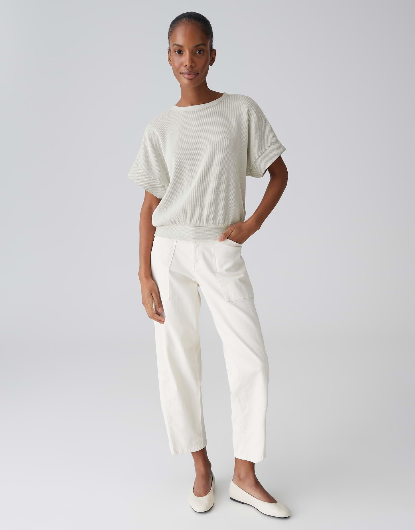OPUS Damen Sweatshirt | Modernes Sweatshirt mit gestreiften Rippeneffekt Loose Fit