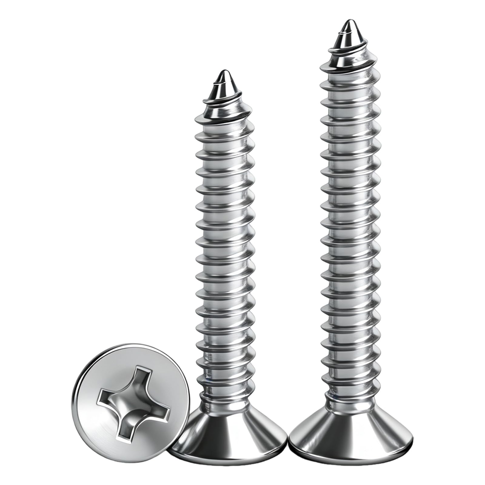 QANCEN 50 Pcs Self Tapping Wood Screws M3x30mm,Flat Head Stainless Steel Screws,Full Thread Countersunk Sheet Metal Screw for Furniture,Woodworking,DIY Model Fixing