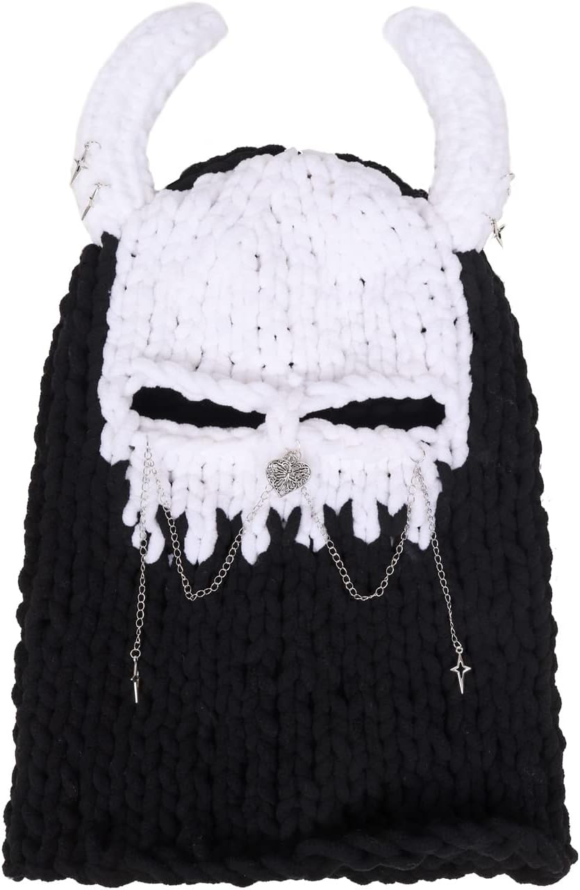 DAZCOS Knitted Balaclava Hat Beanies Devil Horn Head Mask Full Face Cover Ski Mask for Women and Men - Image 8