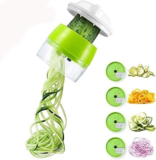 AUCHIKU Coupe Légumes Spirale, 4 en 1 Spaghetti de Légumes Spiralizer Legume,Coupeur de légumes Coupe, Végétale Eplucheur pour Courgette Nouilles/Spaghettis/Tagliatelle/Carotte/Concombre