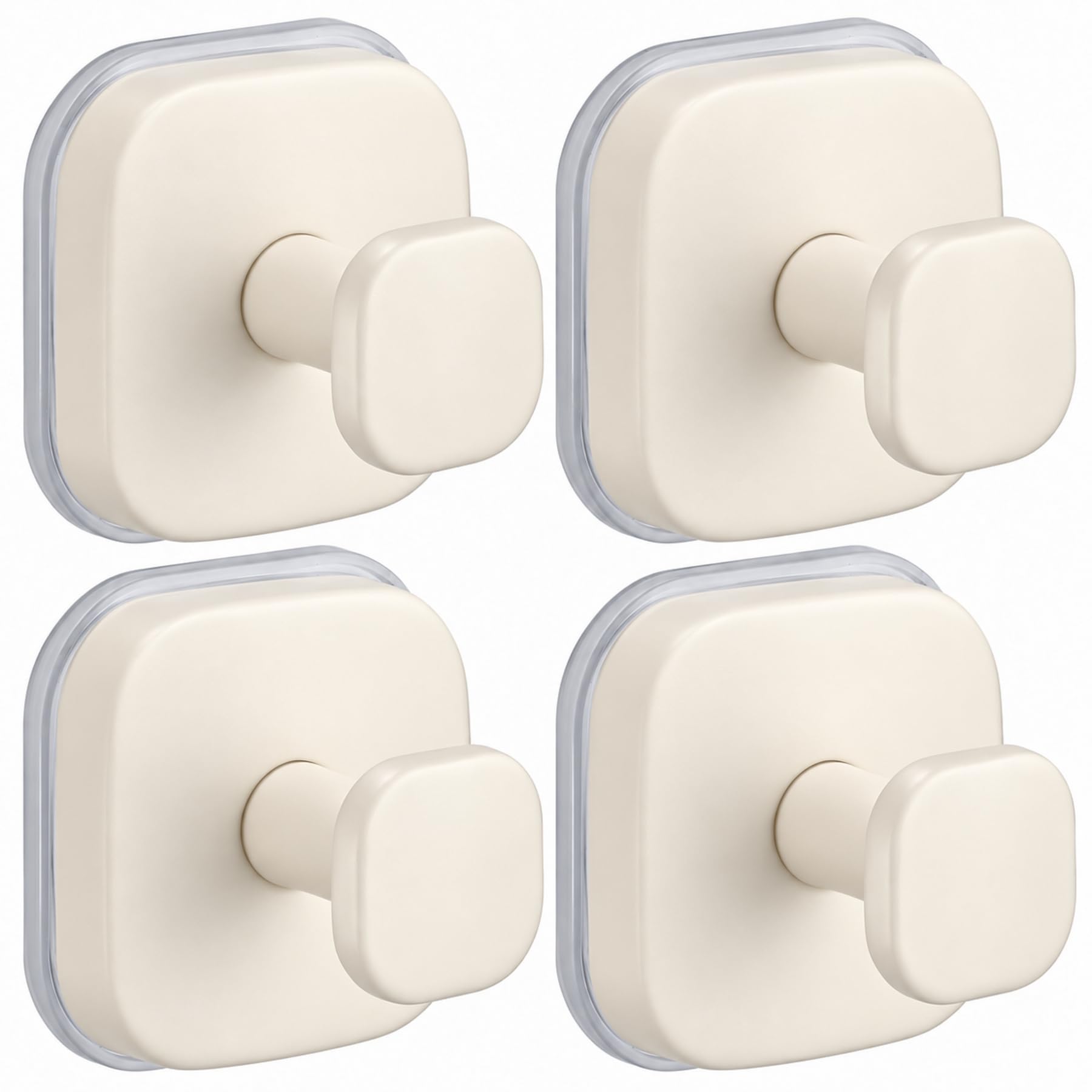Suction Cup Hooks for Shower, Bathroom Towel, Robe and Loofah Storage(4, Milk White)