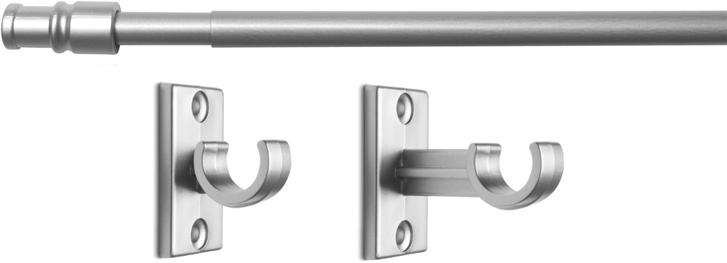 Curtain Rail Door Window Clamp Rod Camping Curtain Pole Rail 85 – 135 Cm Matt Nickel (Pack of 1)